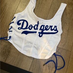 White and Blue Dodgers Tank Top corset
